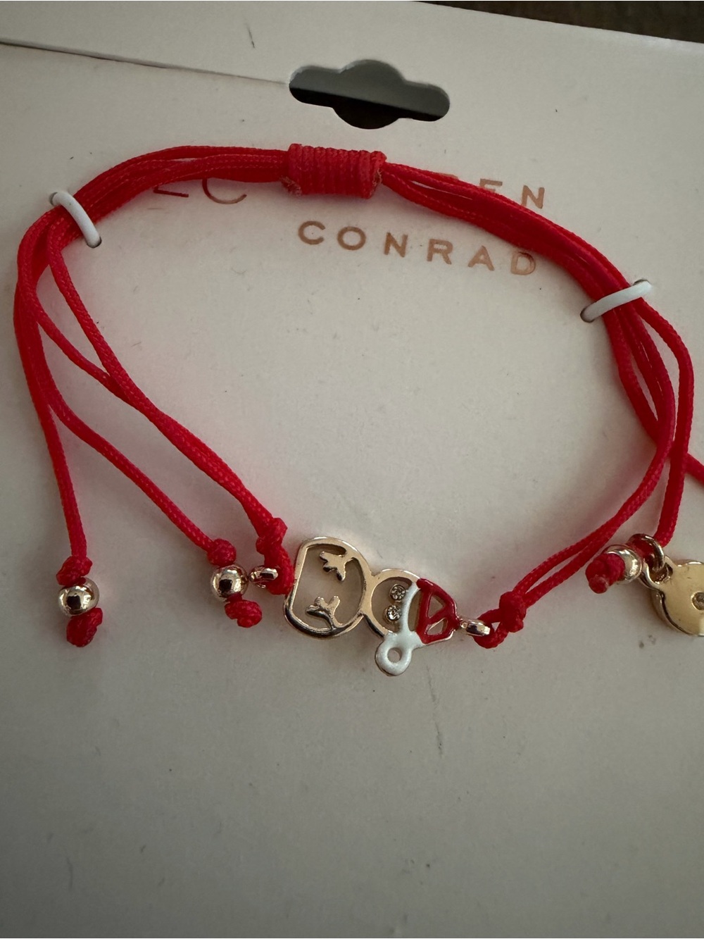 LC Lauren Conrad adjustable red cord charm bracelet christmas snowman new